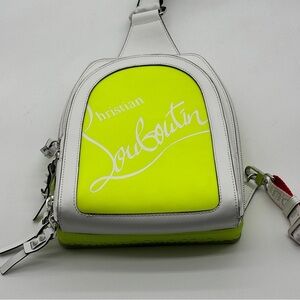 Men Christian Louboutin Loubifunk Bag Lime Green/White Mint Condition unisex